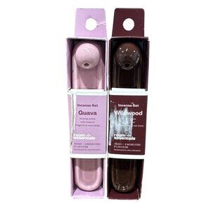 Room Essentials Incense Stick & Holder Set Guava & Wildwood Scents 15 Sticks Eac